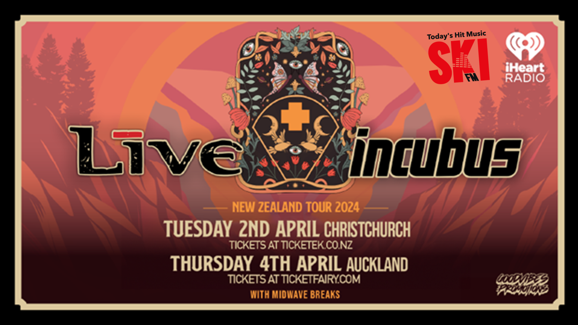 WIN a double pass to +LIVE+ and INCUBUS April 2024 SKI